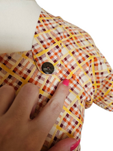 Load image into Gallery viewer, 1920s Wounded/As Is Orange, Cream and Brown Cotton Dress
