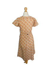 Load image into Gallery viewer, 1920s Wounded/As Is Orange, Cream and Brown Cotton Dress
