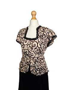 1940s Wounded/As Is Beige and Black Sequin Dress