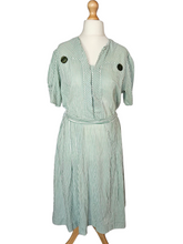 Load image into Gallery viewer, 1940s Wounded/As Is Green and White Stripe Dress
