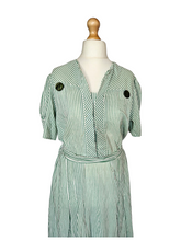 Load image into Gallery viewer, 1940s Wounded/As Is Green and White Stripe Dress
