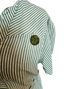 1940s Wounded/As Is Green and White Stripe Dress