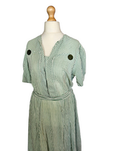 Load image into Gallery viewer, 1940s Wounded/As Is Green and White Stripe Dress
