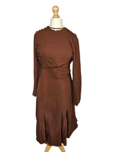 Load image into Gallery viewer, 1930s Wounded/As Is Brown Rayon Dress
