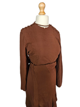 Load image into Gallery viewer, 1930s Wounded/As Is Brown Rayon Dress
