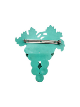 Load image into Gallery viewer, 1940s Turquoise Celluloid Grapes Brooch
