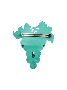 1940s Turquoise Celluloid Grapes Brooch