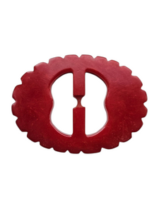 1940s Carved Red Bakelite Buckle
