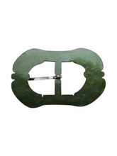 Load image into Gallery viewer, 1930s Deadstock Marbled Green Galalith Buckle
