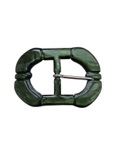 Load image into Gallery viewer, 1930s Deadstock Marbled Green Galalith Buckle
