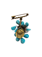 Load image into Gallery viewer, 1930s Delicate Blue and White Glass Flower Brooch
