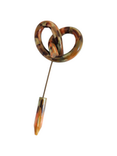 Load image into Gallery viewer, 1930s Deco Multicoloured Celluloid Pretzel Shape Jabot
