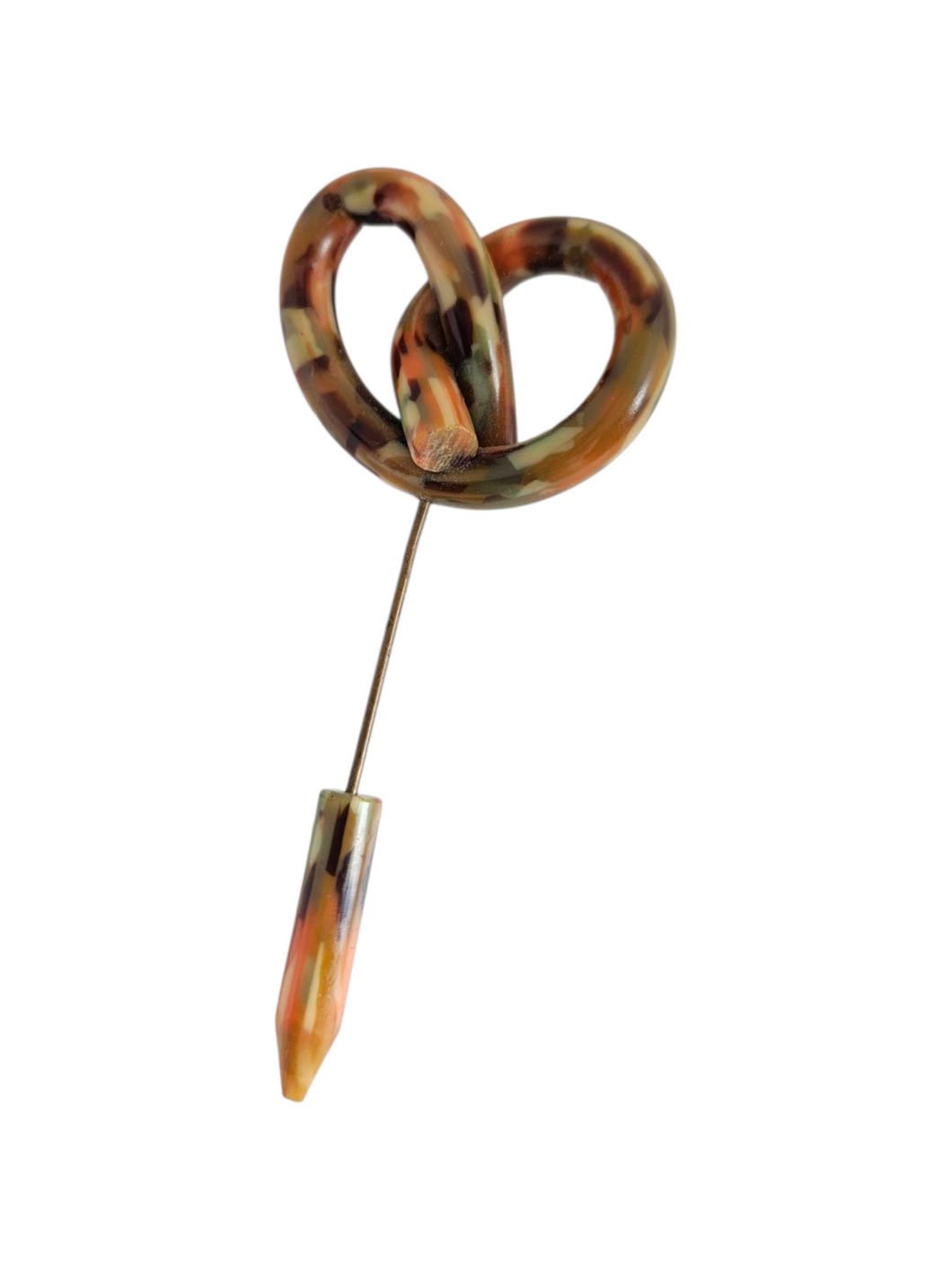 1930s Deco Multicoloured Celluloid Pretzel Shape Jabot