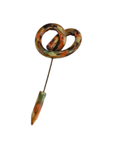 Load image into Gallery viewer, 1930s Deco Multicoloured Celluloid Pretzel Shape Jabot
