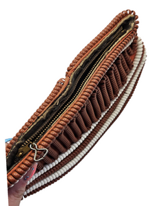 1940s Rare Brown and White Telephone Cord Clutch Bag