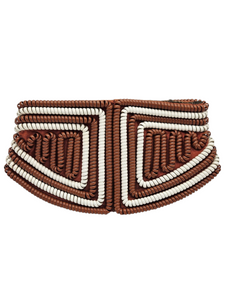 1940s Rare Brown and White Telephone Cord Clutch Bag