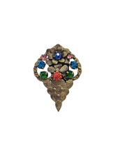 Load image into Gallery viewer, 1930s Czech Multicoloured Glass Filigree Dress Clip
