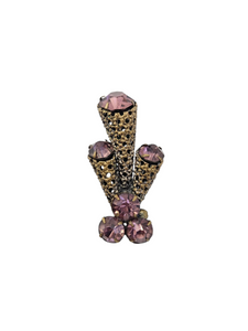 1930s Czech Unusual Purple Glass Filigree Brooch