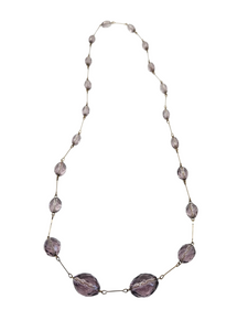 1920s Purple Faceted Glass and Rolled Wire Necklace