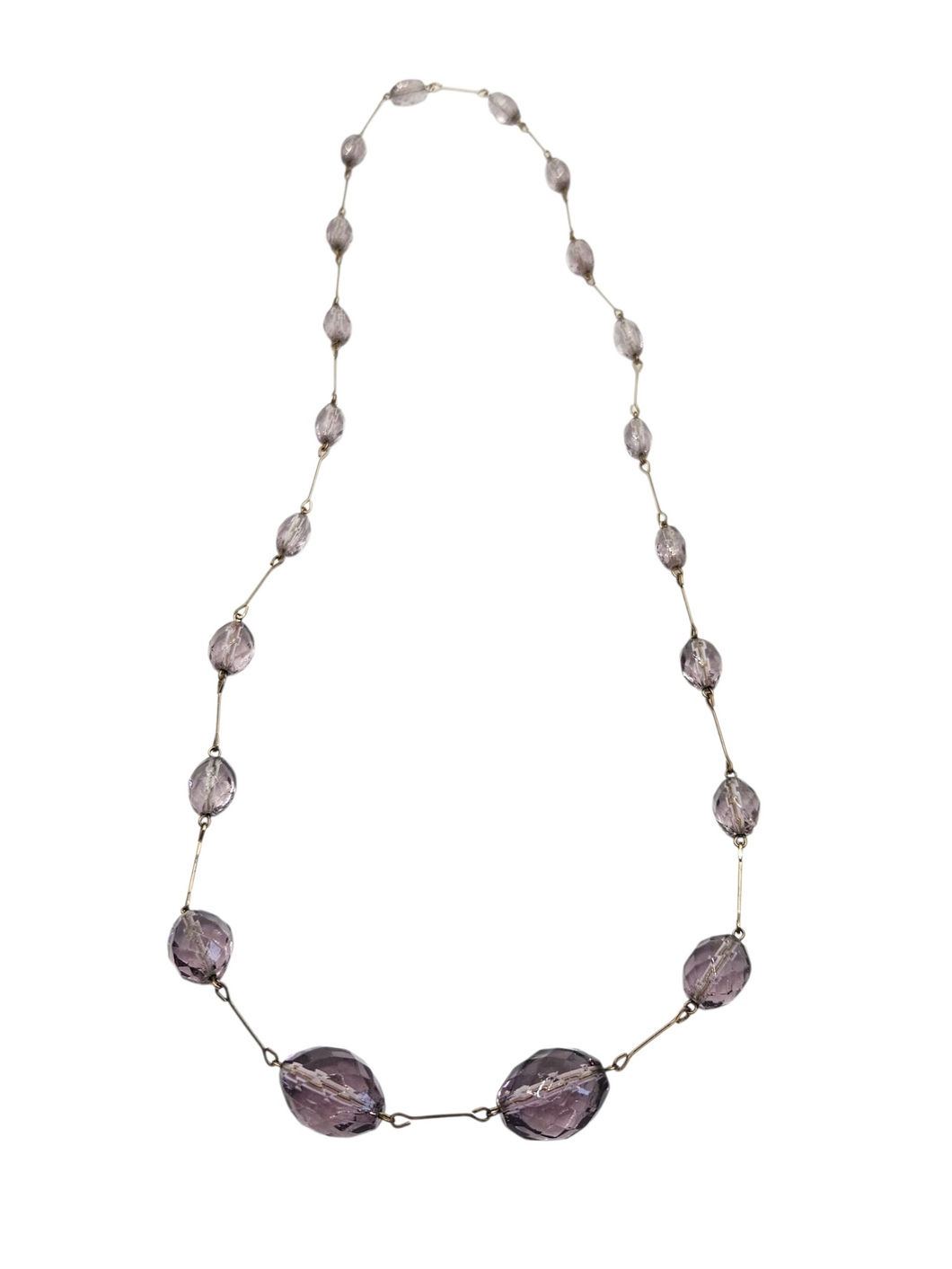 1920s Purple Faceted Glass and Rolled Wire Necklace