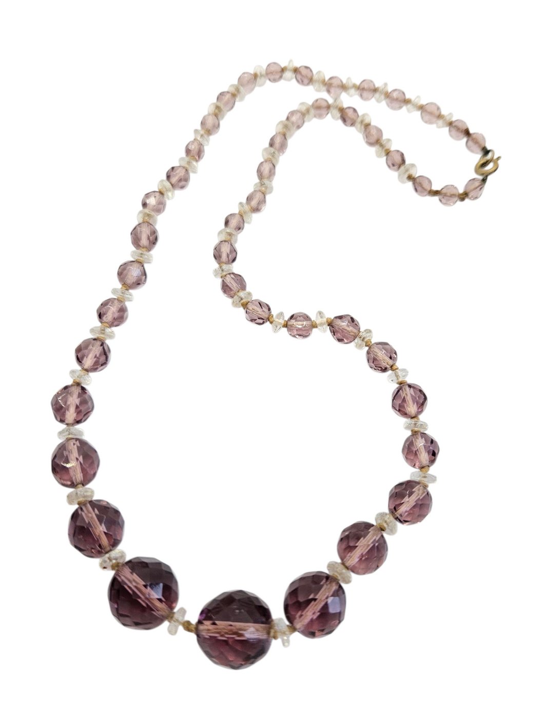 1930s Deco Purple Faceted Glass Necklace