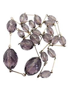 1920s Purple Faceted Glass and Rolled Wire Necklace