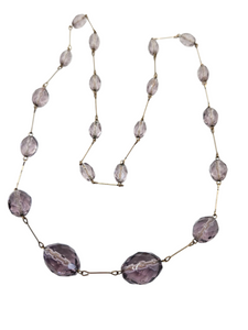 1920s Purple Faceted Glass and Rolled Wire Necklace