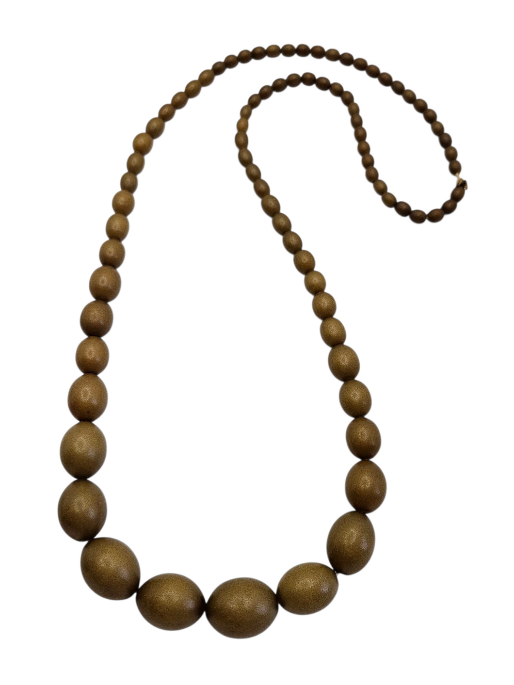 1940s Chunky Olive Green Galalith Necklace
