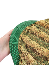 Load image into Gallery viewer, 1930s Art Deco Green/Brown Celluloid Raffia Clutch Bag
