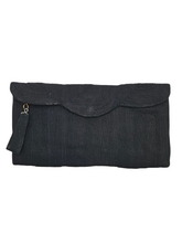 Load image into Gallery viewer, 1940s Black Corde Scalloped Clutch Bag
