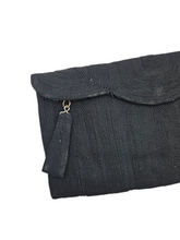 Load image into Gallery viewer, 1940s Black Corde Scalloped Clutch Bag
