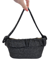 Load image into Gallery viewer, 1940s Black Beaded Box Bag With Frill
