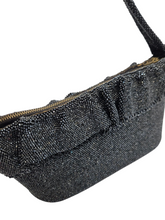 Load image into Gallery viewer, 1940s Black Beaded Box Bag With Frill
