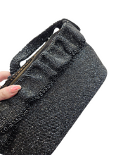 Load image into Gallery viewer, 1940s Black Beaded Box Bag With Frill
