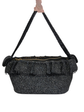 Load image into Gallery viewer, 1940s Black Beaded Box Bag With Frill

