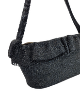 Load image into Gallery viewer, 1940s Black Beaded Box Bag With Frill
