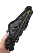Load image into Gallery viewer, 1940s Black Beaded Box Bag With Frill
