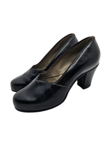 1940s Black Leather Court Shoes