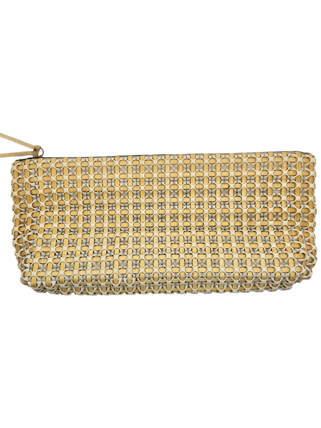 1940s Rare Pale Yellow and Cream Plasticflex Clutch Bag
