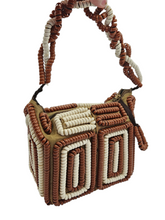 Load image into Gallery viewer, 1940s Rare Brown and White Telephone Cord Box Bag
