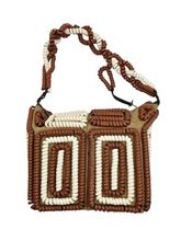 Load image into Gallery viewer, 1940s Rare Brown and White Telephone Cord Box Bag
