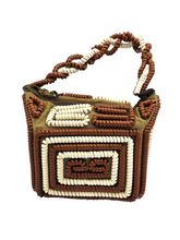 Load image into Gallery viewer, 1940s Rare Brown and White Telephone Cord Box Bag
