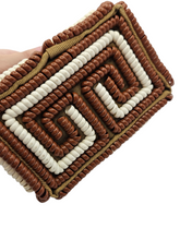 Load image into Gallery viewer, 1940s Rare Brown and White Telephone Cord Box Bag
