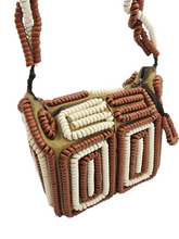 Load image into Gallery viewer, 1940s Rare Brown and White Telephone Cord Box Bag

