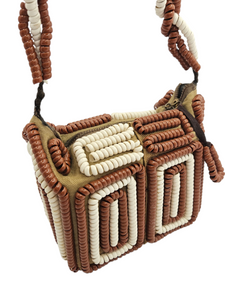 1940s Rare Brown and White Telephone Cord Box Bag