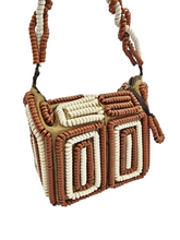 Load image into Gallery viewer, 1940s Rare Brown and White Telephone Cord Box Bag
