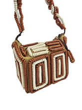 Load image into Gallery viewer, 1940s Rare Brown and White Telephone Cord Box Bag
