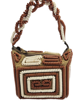 Load image into Gallery viewer, 1940s Rare Brown and White Telephone Cord Box Bag
