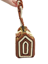 Load image into Gallery viewer, 1940s Rare Brown and White Telephone Cord Box Bag
