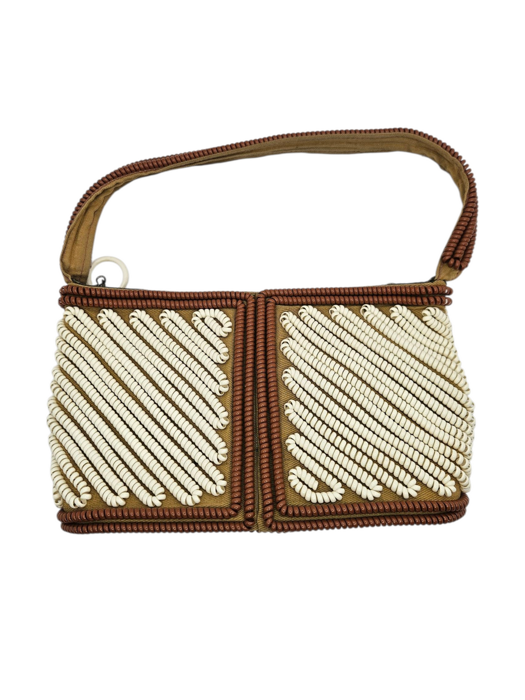 1940s Rare Brown and White Telephone Cord Bag